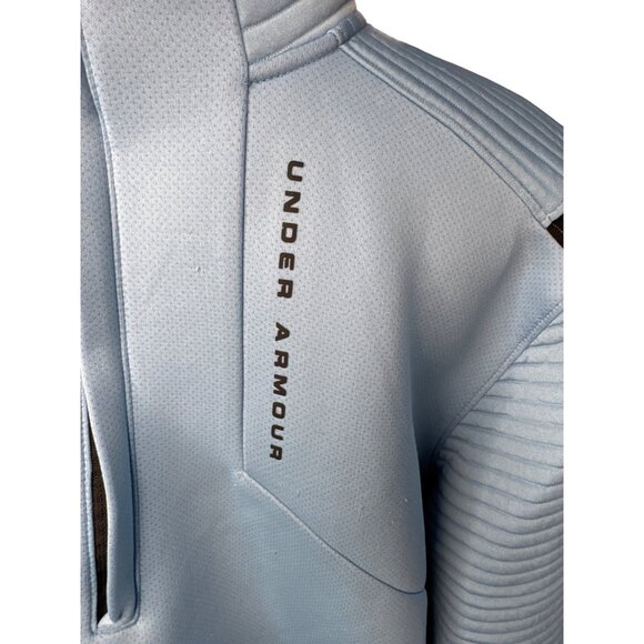 Under Armour Mens Blue Quarter-Zip Pullover With Padded Sleeves Xl - Picture 4 of 9